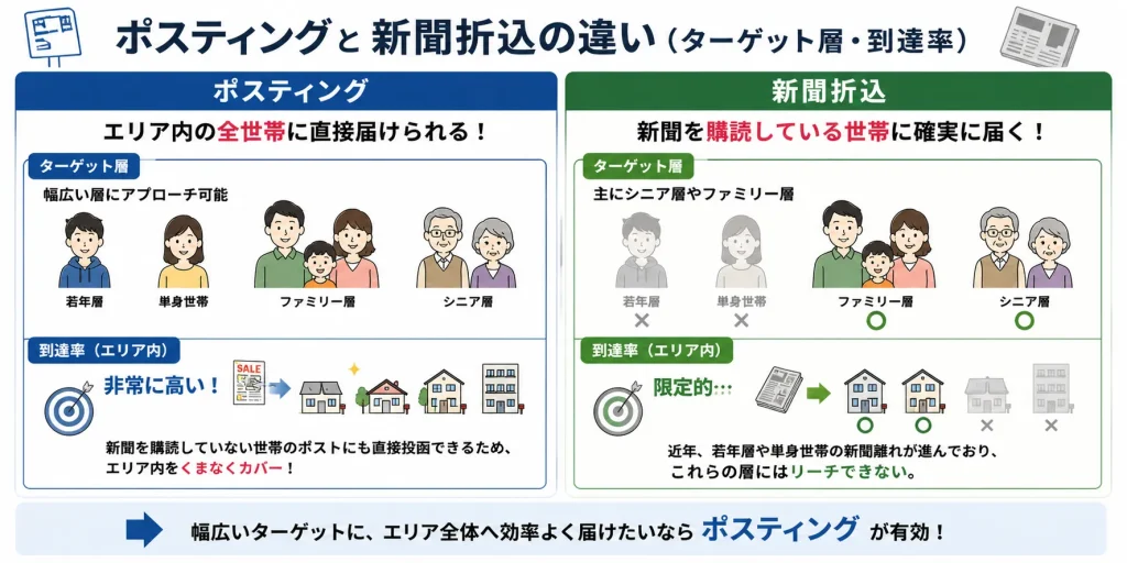 ポスティングとWEB広告の違い（エリア密着性と視認性）