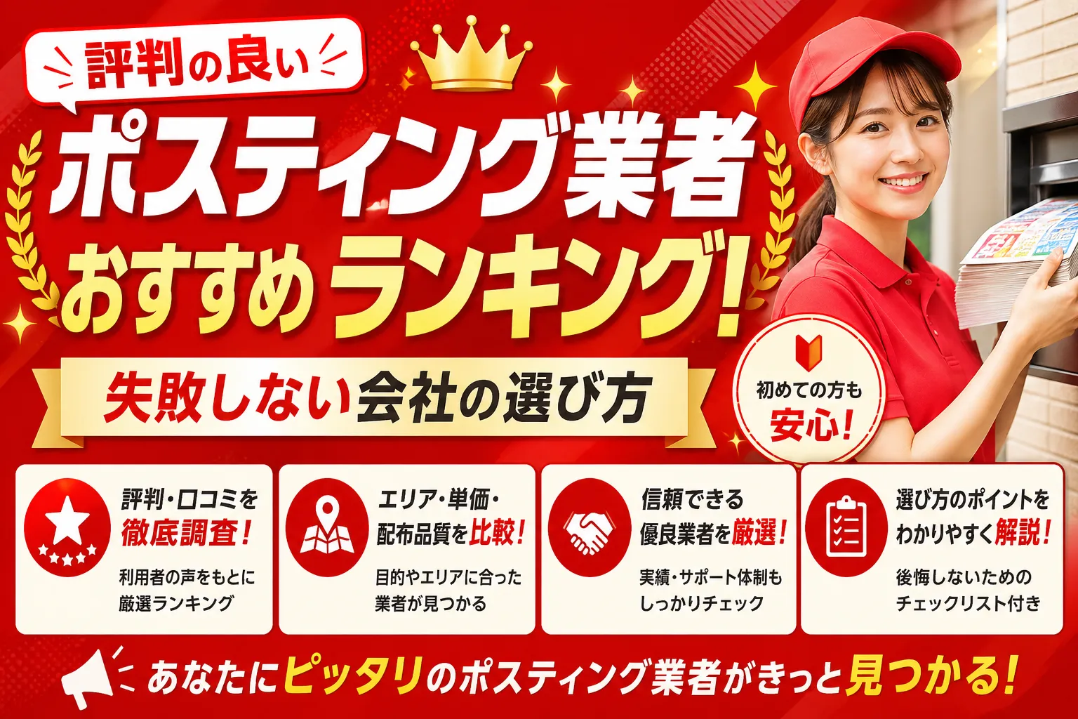 評判の良いポスティング業者おすすめランキング！失敗しない会社の選び方